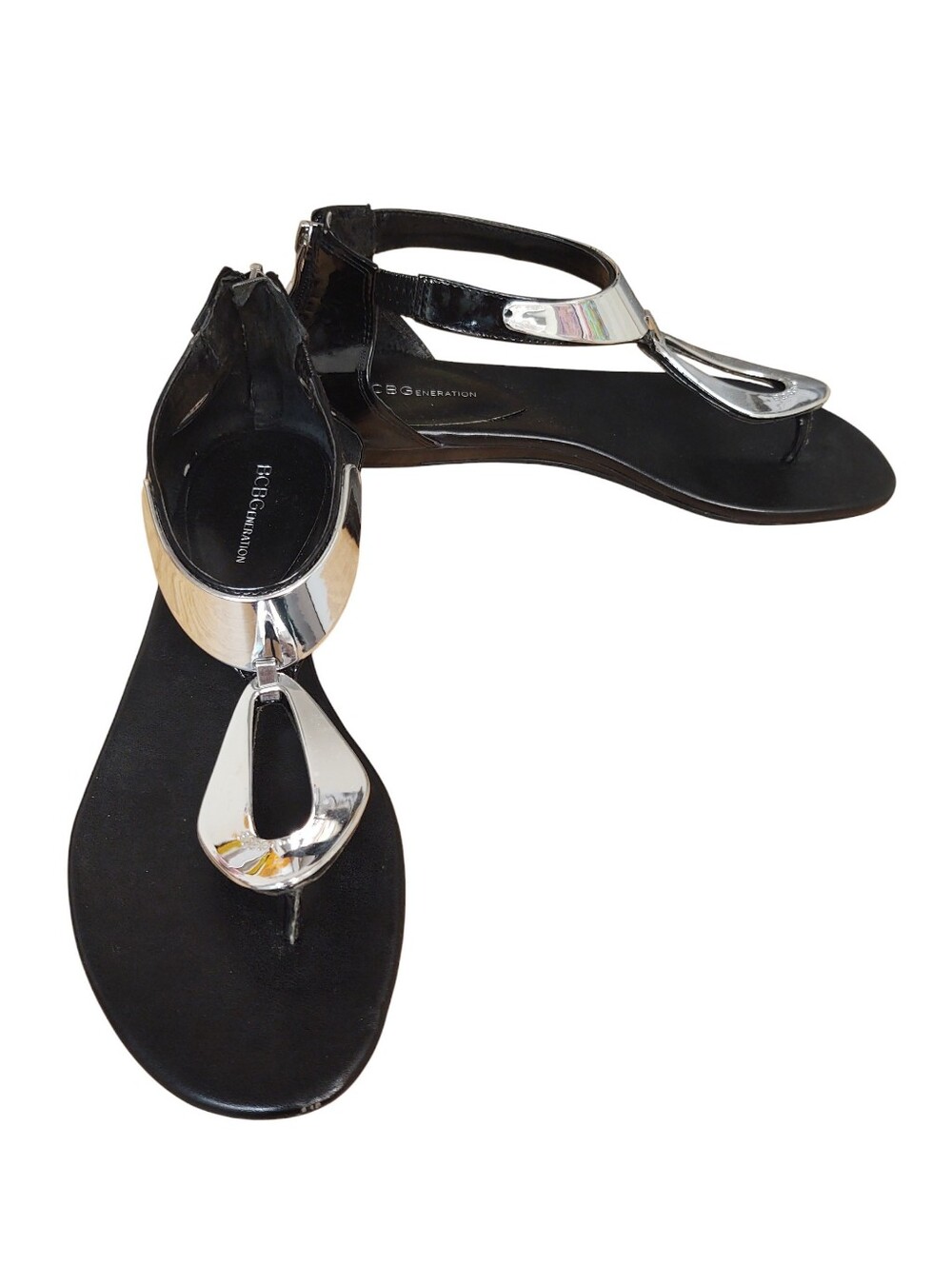BCBGeneration Black Sandal with Silver Accents Size 8.5